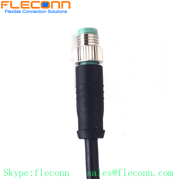 M8 B-code 5-Pole Male Cable, Straight Molded Connector Cable