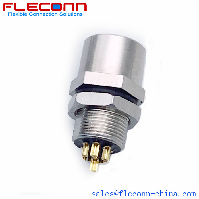 M8 A-coded 8 Position Female Panel Connector with Rear Fastening Thread