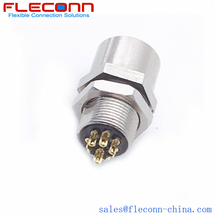 M8 8 Pole Female Panel Connector with Solder Cup Pin