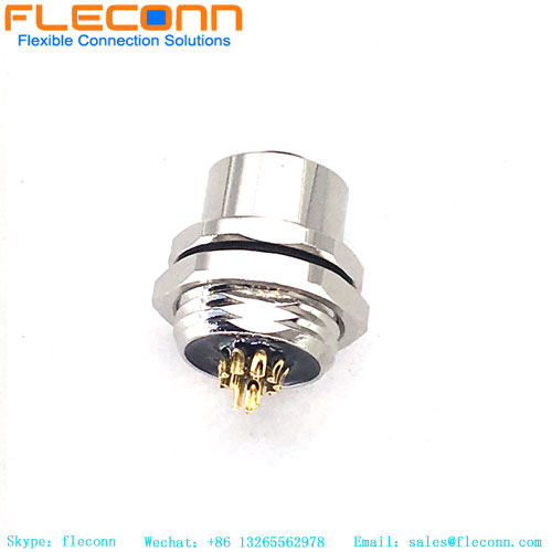 M12 A-Coded 12 Pin Female Connector, Panel Mount type, Rear lock Connector