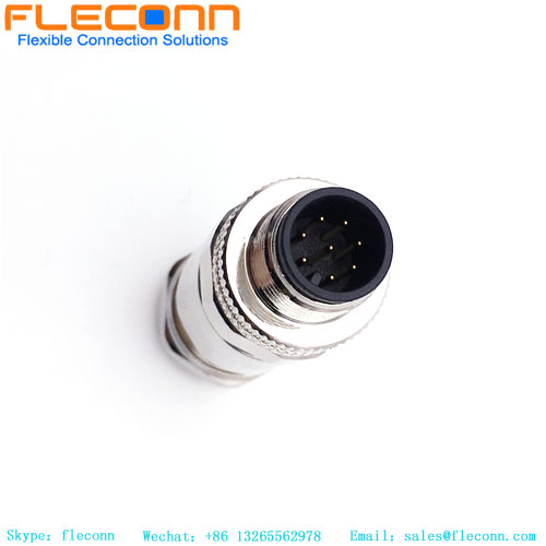 M12 8 Pin Male Connector, A Coded Waterproof Metal Shell Connector