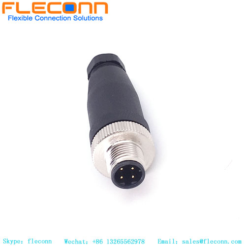 M12 B-Coded 4 Pin Female Connector, Plastic Shell