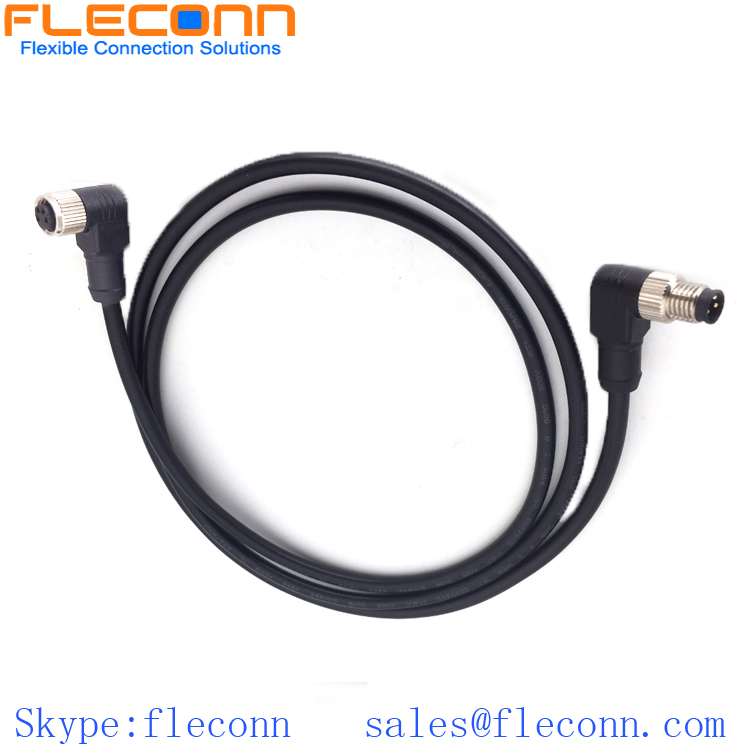 M8 4-Position 90 Degree Angle Molded Female Connector Cable