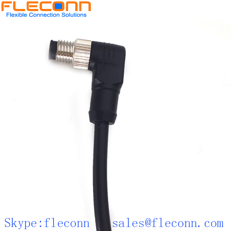 M8 Male to Male Cable, 90 Degree Angle Molded Connector Cable Assembly