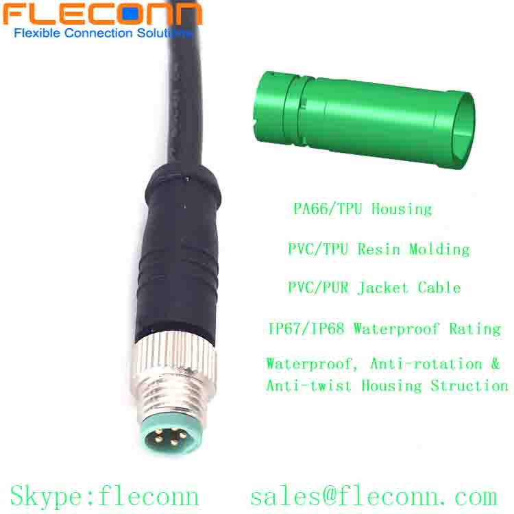 M8 5 Pin Male to Male Cable, IP67 Waterproof B-coded Connector Cable