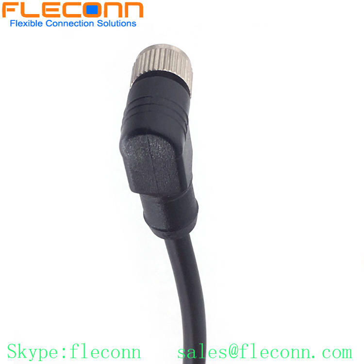 M8 5 Pin Female Right Angle Connector Cable, B-code, IP67 Waterproof Rating