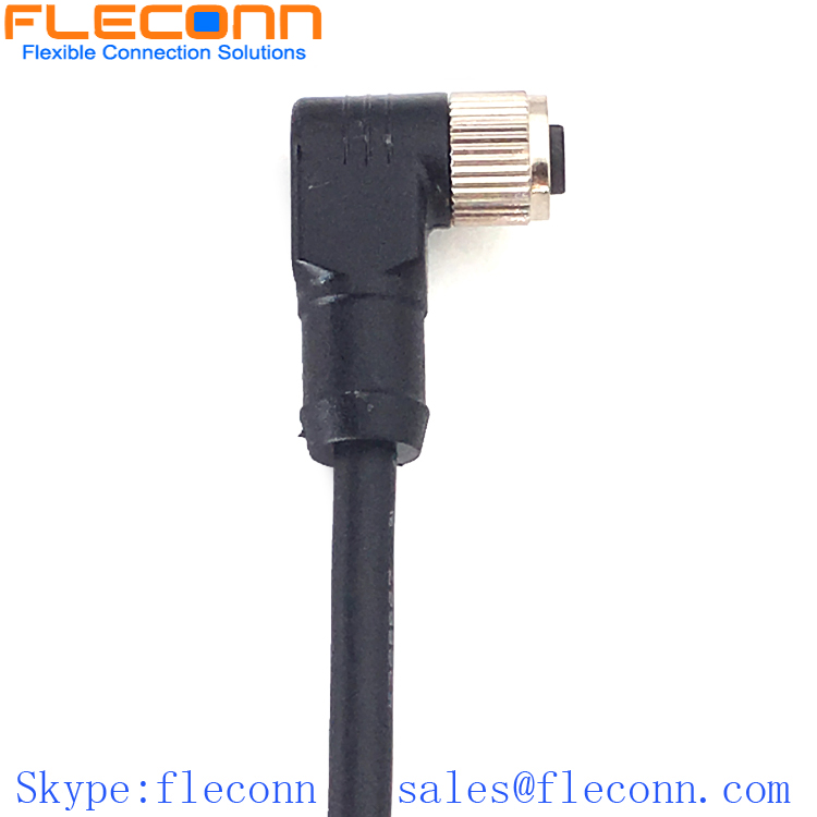 M8 4 Pin Male to Female Right Angle Overmoulded Cable, IP67 IP68 Waterproof Plug Cordset