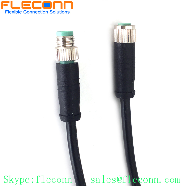 M8 B-coding 5 Positions Male to Male Plug Cable, Straight Overmolded PVC Cable