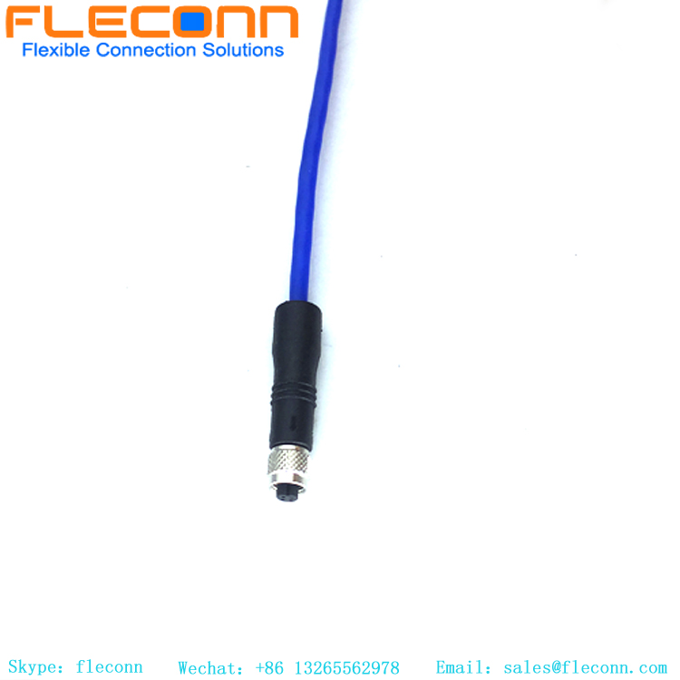 M5 4-Pole Single Ended Cable Cordset with Stripped and Tinned Pigtail