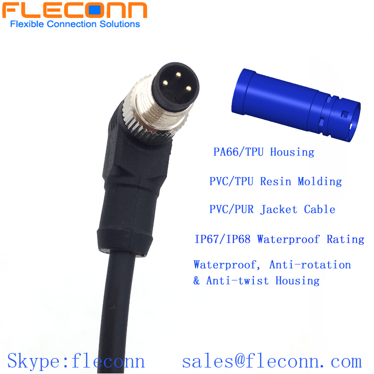 M8 3-Position Right Angle Male Cable