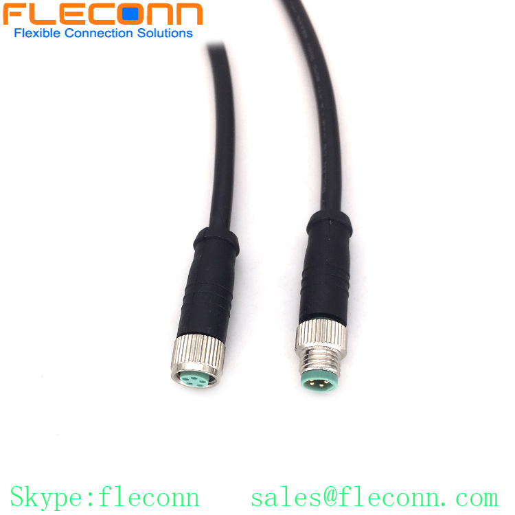 M8 B-code 5-Pole Male Cable, Straight Molded Connector Cable