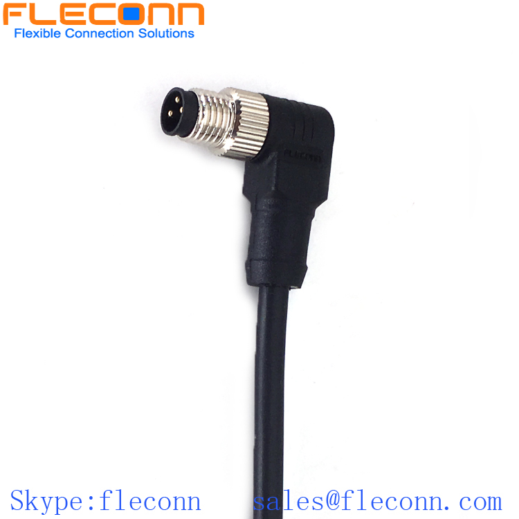 M8 3Pin Male 90 Degree Angle Single Ended Cable Cordset