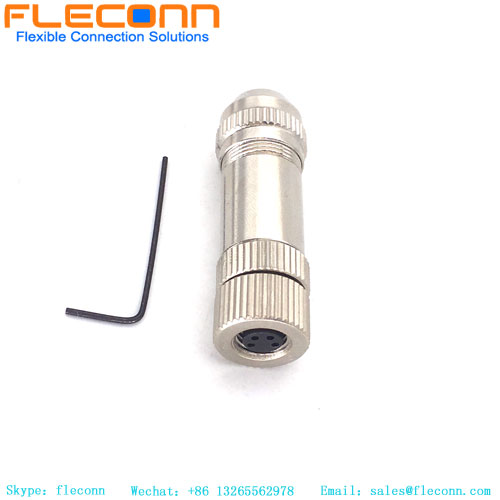 M8 Straight Shielded Connector, 3 4 5 6 8 Pin Female Connector