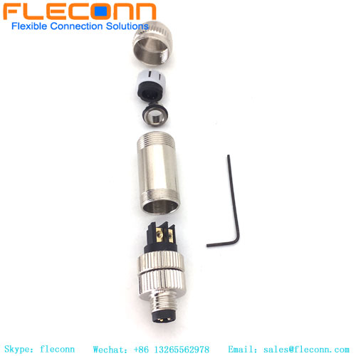 M8 3 Pin Male Straight Metal Connector