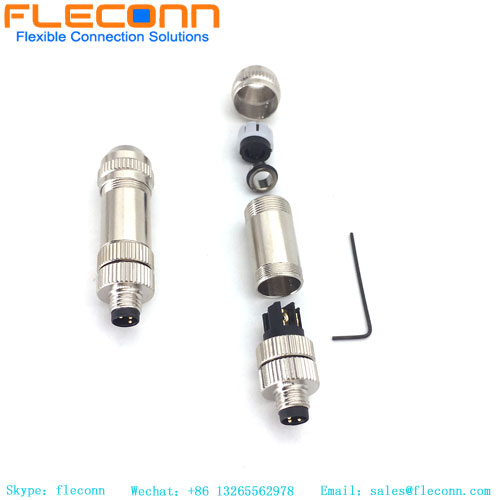 M8 3 Pin Male Straight Metal Connector