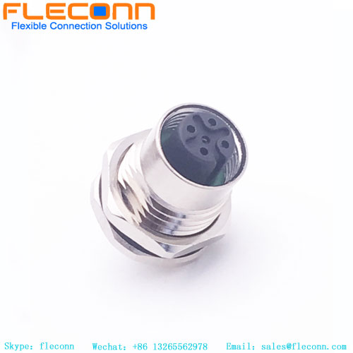 M12 Rear Front Panel Mount Connector