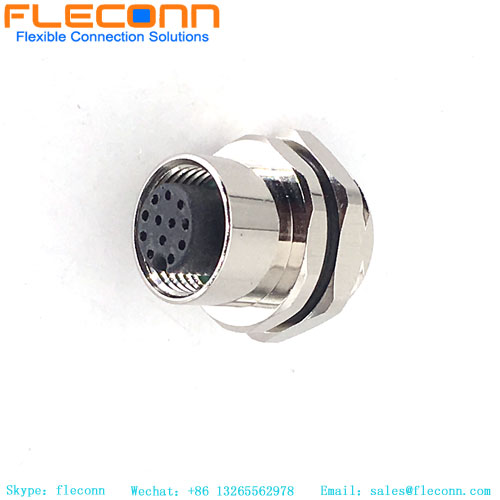 M12 A Coded 12 Pin Connector， Front Panel Mount