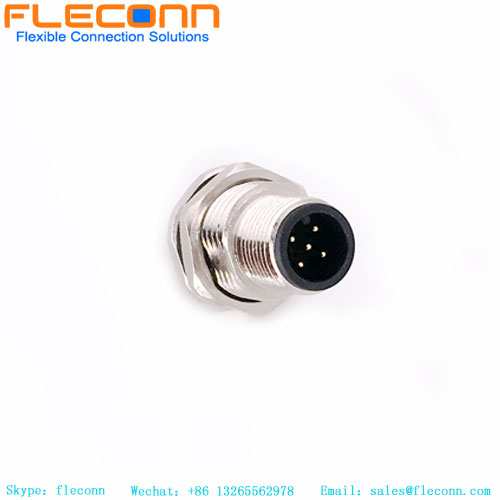 M12 A-Coded Male Panel Mount Connector