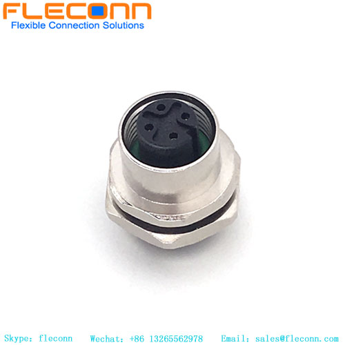 M12 Connector 4 Pin Female Front Panel Mount