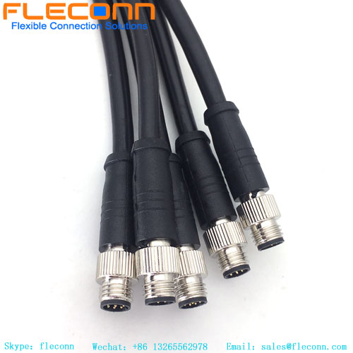 M8 5 Pin Shield Male Connector Cable