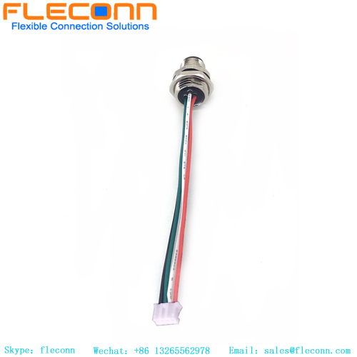 M12 4 Pin A-Code Male Front Mount Connector with 24AWG Pigtails