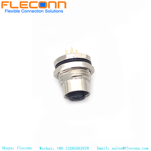 5 Pin Female M12 PCB Connector, Rear Panel Mounting