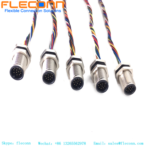 M12 12 Pin Male Panel Mount Connector With Molex 510211200 Connector Wire Harness
