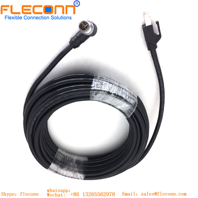 M12 Connector Male 8 Pin X Code To Rj45 Ethernet Cable