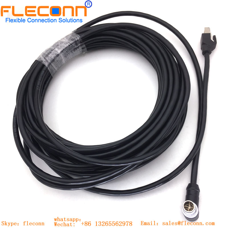M12 Connector Male 8 Pin X Code To Rj45 Ethernet Cable