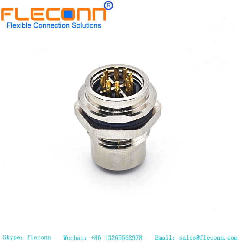 M12 8 Pin X-Coded Female Connector-Soldering Wire